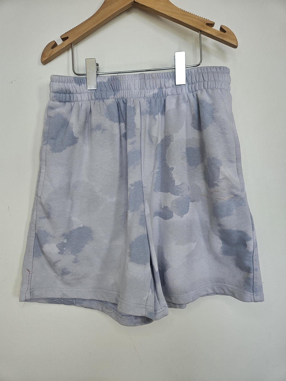 LAZYPANTS Tie Dye Sweat Shorts Purple Blue Clouds High Waisted Loungewear XS🩷